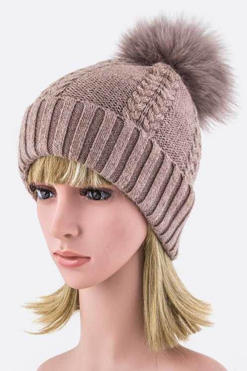 EMMEZ Fur PomPom Cashmere Beanie