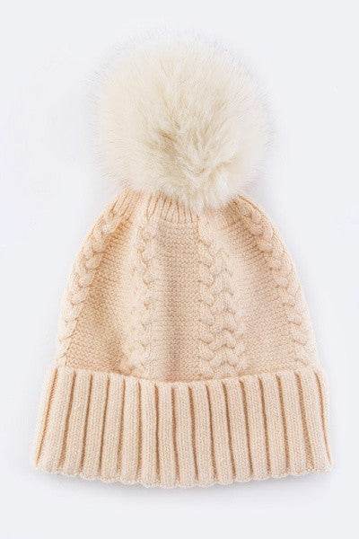 EMMEZ Fur PomPom Cashmere Beanie