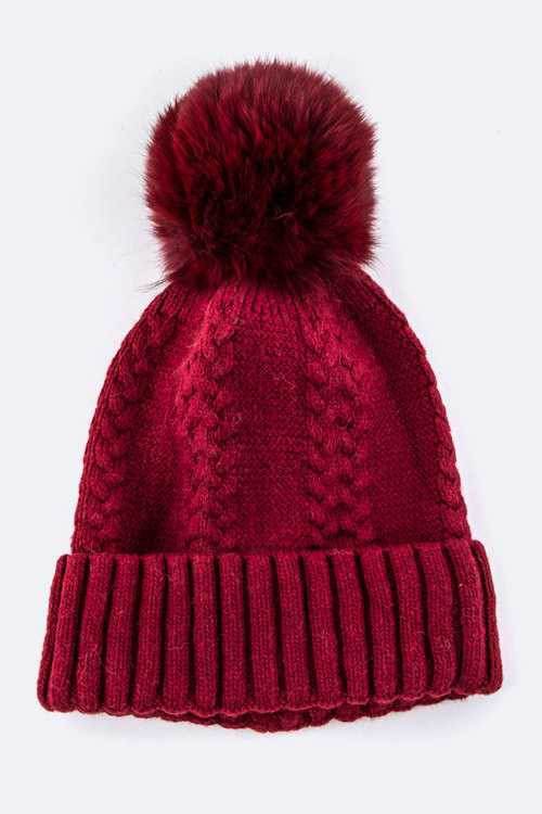 EMMEZ Fur PomPom Cashmere Beanie