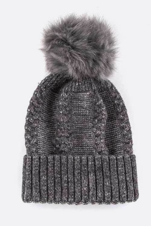 EMMEZ Fur PomPom Cashmere Beanie