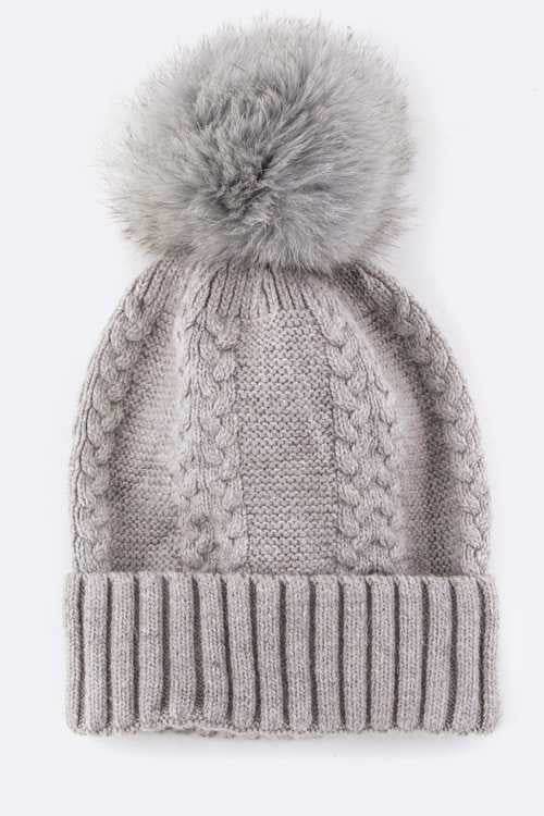EMMEZ Fur PomPom Cashmere Beanie