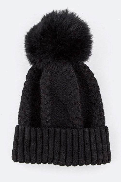 EMMEZ Fur PomPom Cashmere Beanie