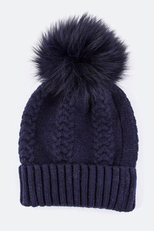 EMMEZ Fur PomPom Cashmere Beanie