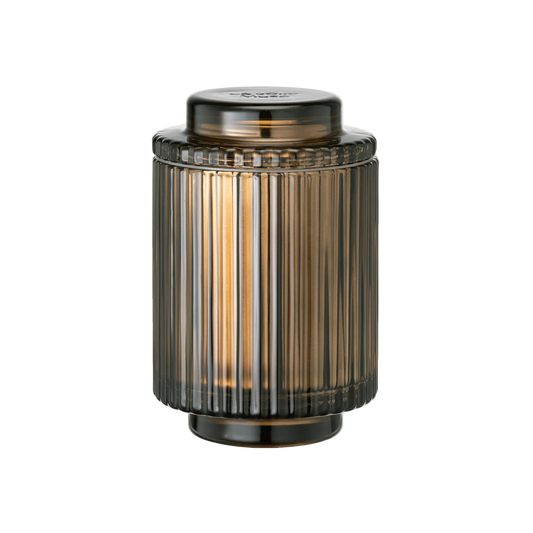Aurélie Reeded Glass Candle: Hearth & Velvet Flames - (M)