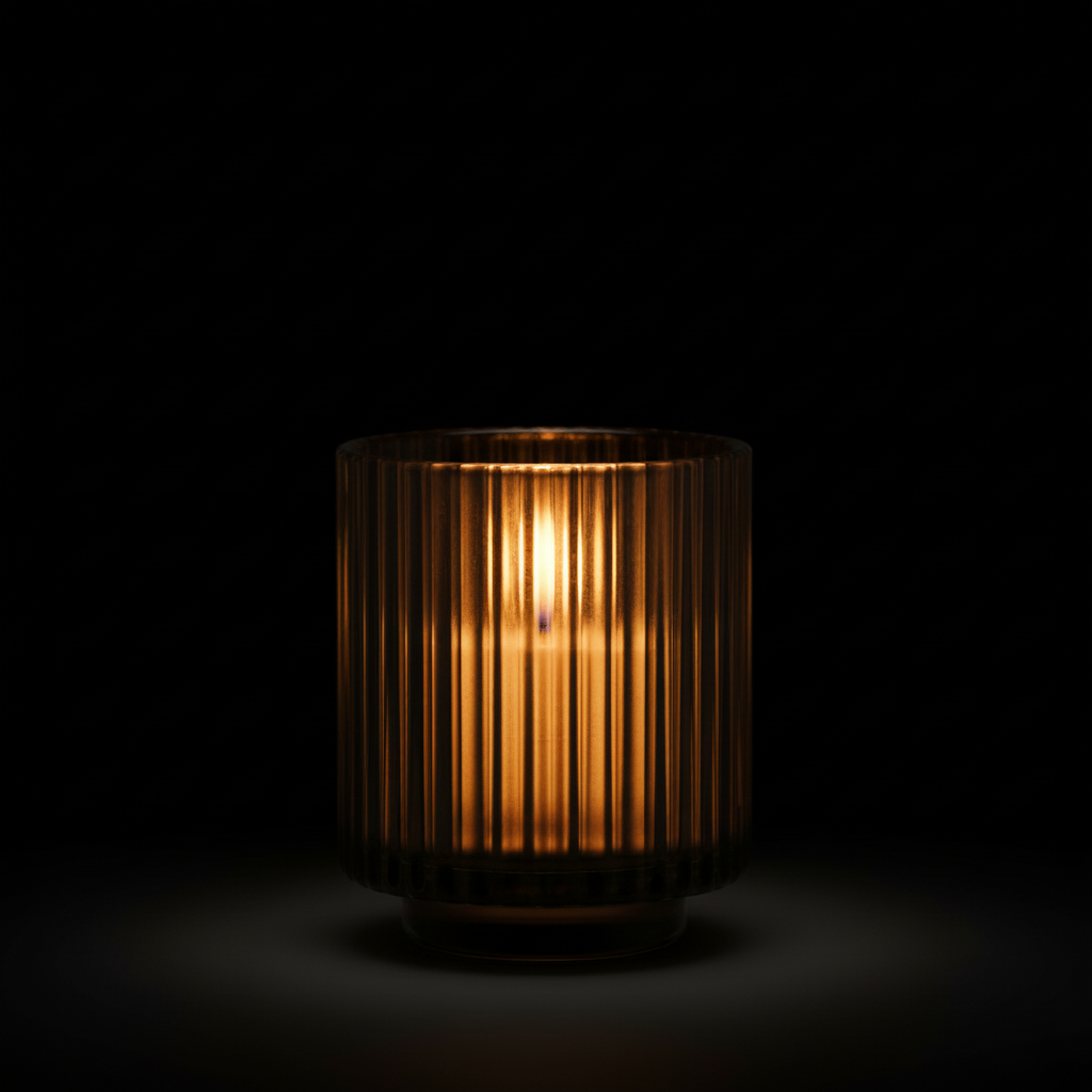 Aurélie Reeded Glass Candle: Hearth & Velvet Flames - (M)